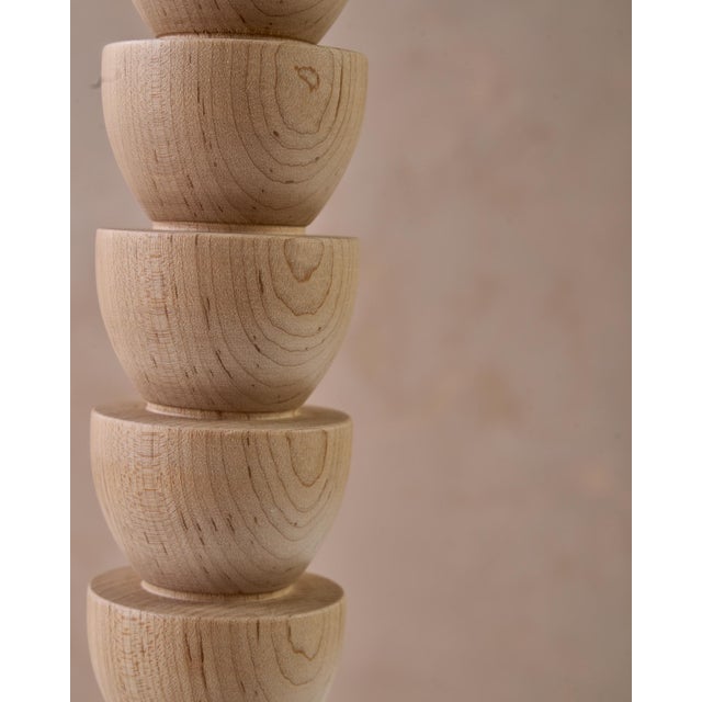 "Albert" Hand Turned Maple Candle Holders by Lostine, Set of 2 For Sale In Baltimore - Image 6 of 10