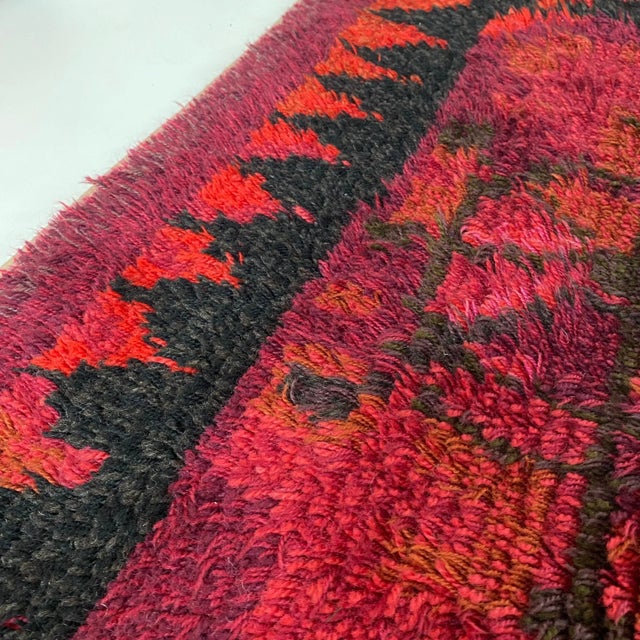 Scandinavian Abstract High Pile Rya Rug, Sweden 1960s For Sale - Image 11 of 18