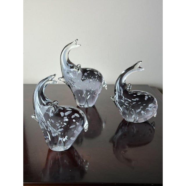 Murano Glass Elephants, Italy, 1970s, Set of 3 For Sale - Image 6 of 14