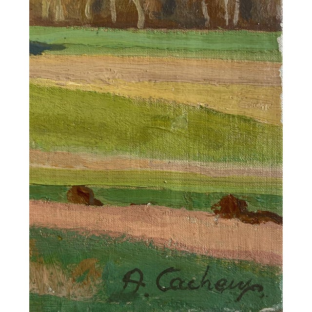 Modern Armand Cacheux, Campagne et vaches dans le champ, Oil on Canvas For Sale - Image 3 of 16