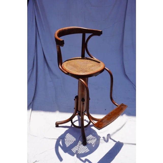 Brown Attributed Thonet Children’s Hairdresser Swivel Chair – Austria, 1920s For Sale - Image 8 of 8