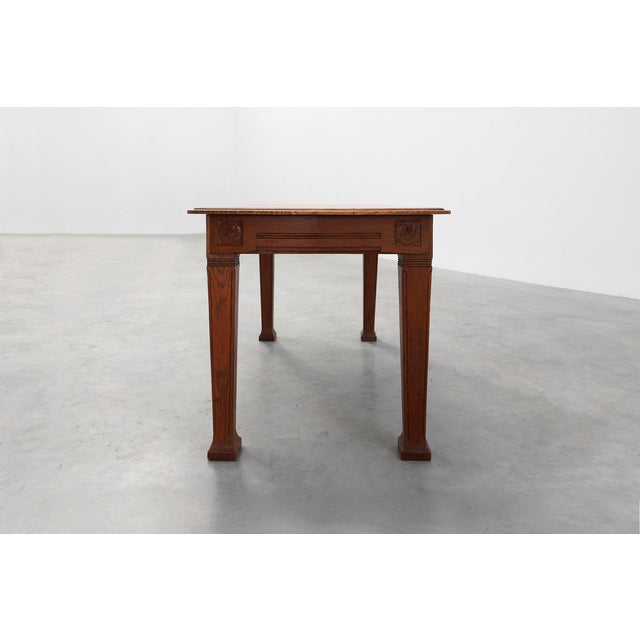Art Deco Dining Table in Oak with Carved Frieze, 1920s For Sale - Image 14 of 15