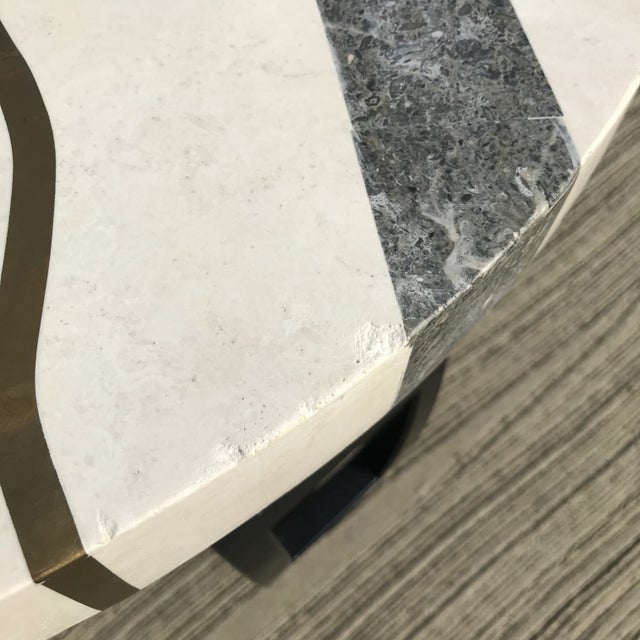 Memphis Marble and Brass Inlay End Tables - a Pair For Sale In Dallas - Image 6 of 13