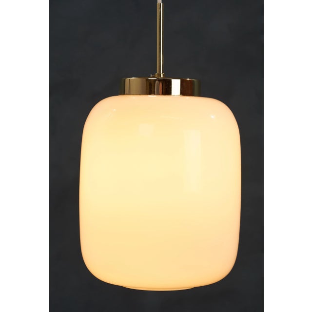 1960s Mid-Century Danish White Glass and Brass Pendant Lamp, 1960s For Sale - Image 5 of 9