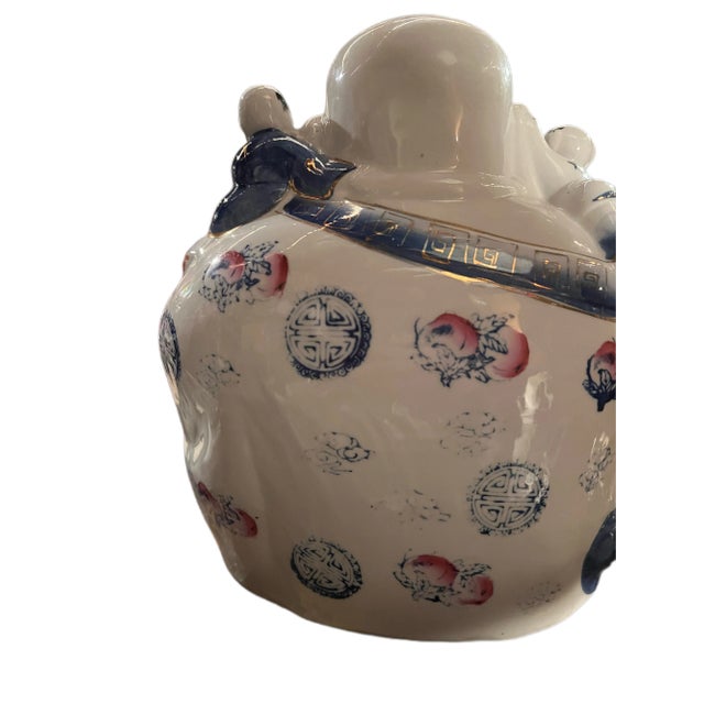 Antique Chinese Famille Rose Porcelain Fertility Buddha With Children Statue For Sale - Image 4 of 8