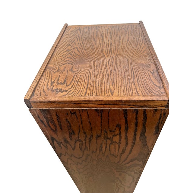 Wood Vintage Tiger Oak File Cabinet Four Locking Drawers, Paneled Sides Legal Size For Sale - Image 7 of 12