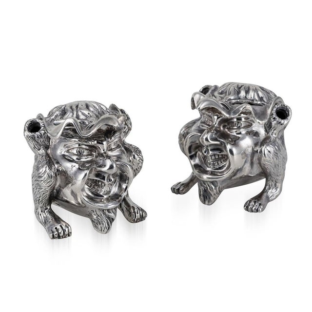 20th Century Victorian Silver Grotesque Inkwells, London, 1880s, Set of 2 For Sale - Image 14 of 14