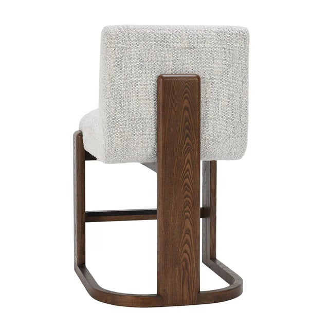 Ivory Boucle & Espresso Counter Stool | Chairish