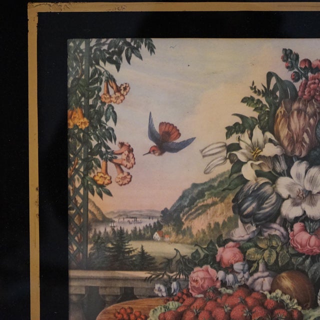 Antique Still Life Floral Print In Original Gilt Frame with Eglomise Glass Circa 1880 For Sale - Image 4 of 10