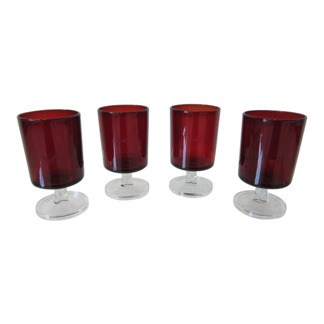 J G Durand French Ruby Cordial Glasses France For Sale