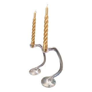 Ergo 2 Candlesticks by Angelo Mangiarotti for Cristalleria Colle, 1990s, Set of 2 For Sale