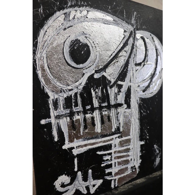 Contemporary "Silver Skull" Contemporary Neo-Expressionist Painting by Sax Berlin For Sale - Image 3 of 5
