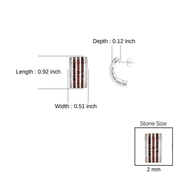 Channel Set Garnet & Zircon Earrings in Solid Silver for Her, A Pair For Sale - Image 9 of 11