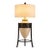 Vintage Mediterranean Textured Ceramic Tripod Urn Lamp With Linen Drum Shade For Sale