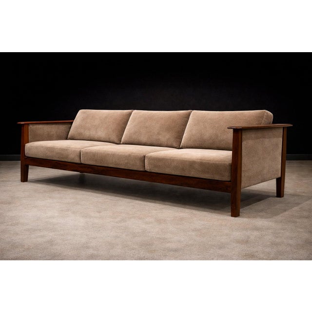 Sofa in Brazilian Rosewood and Warm Taupe Mohair, Fátima, 1960s — Lot 550A For Sale - Image 14 of 15