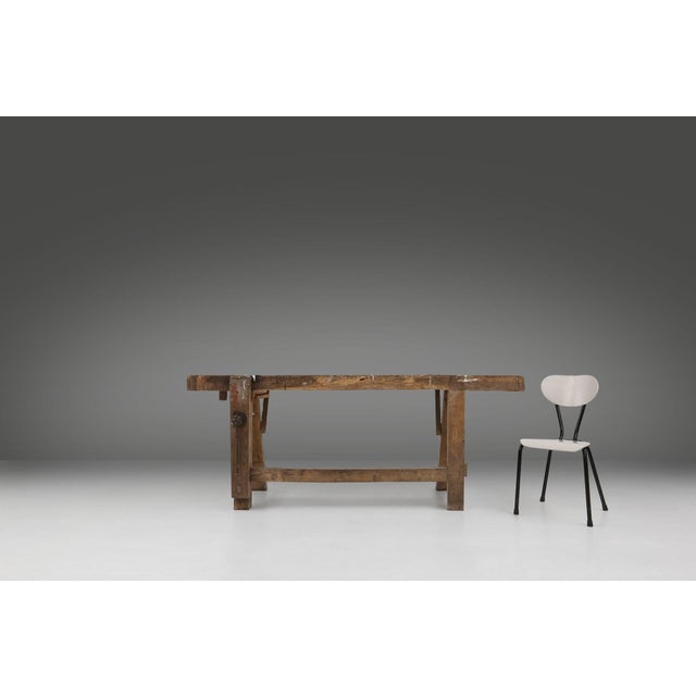 Industrial Oak Workbench, Belgium, 1900s For Sale - Image 4 of 16