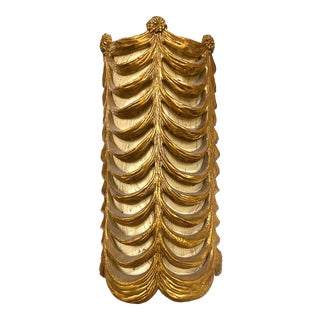 Vintage Hollywood Regency Italian Gold Gilt Wood Pendant Light For Sale
