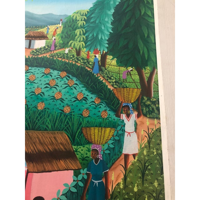 Original 1980s Haiti Folk Art Oil Painting For Sale - Image 6 of 13