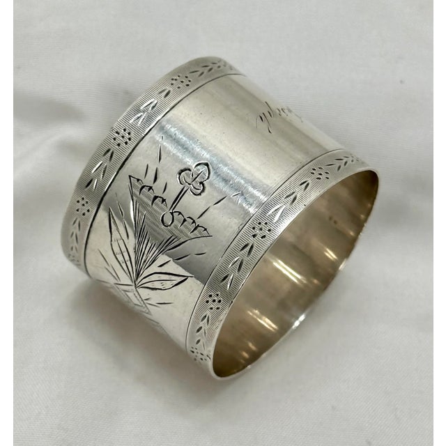 Antique American Victorian Hand Made Coin Silver Presentation Napkin Ring "From Mother" to "Joseph" - Circa 1860s For Sale - Image 9 of 12