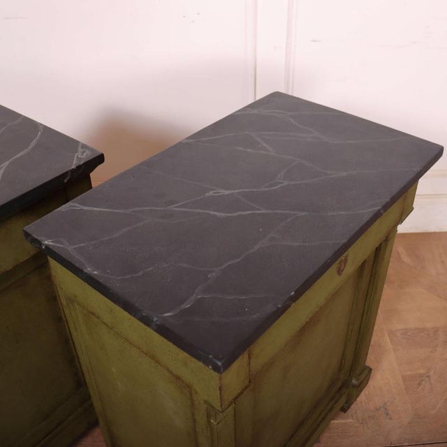 French Nightstands with Faux Marble Top, Set of 2 For Sale - Image 13 of 15