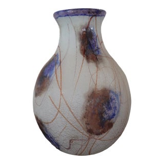 Italian Frosted Glass Vase For Sale