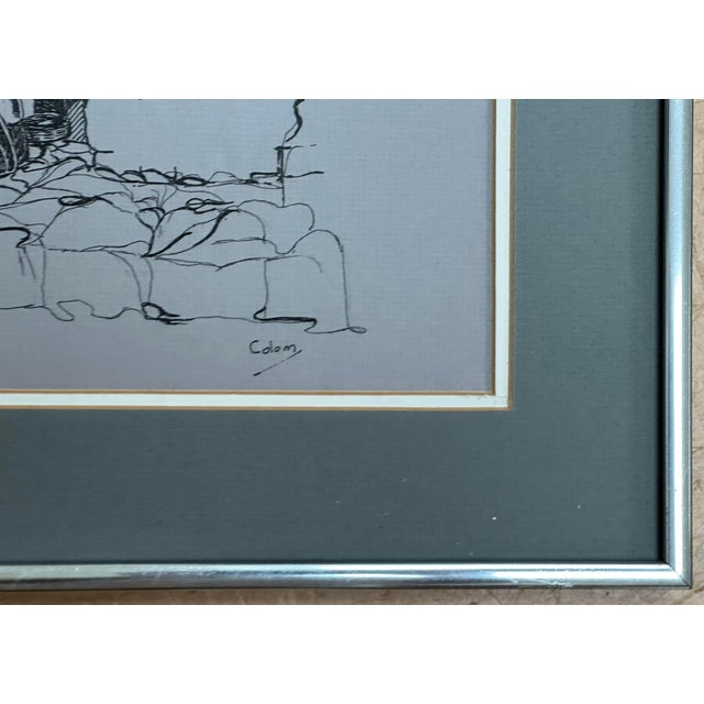Framed Mixed Media Art, Guatemalan Market Scene, Colored Accents by Ana Carlota Colom For Sale - Image 4 of 9