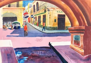 1940s Somerville South American Watercolor Painting