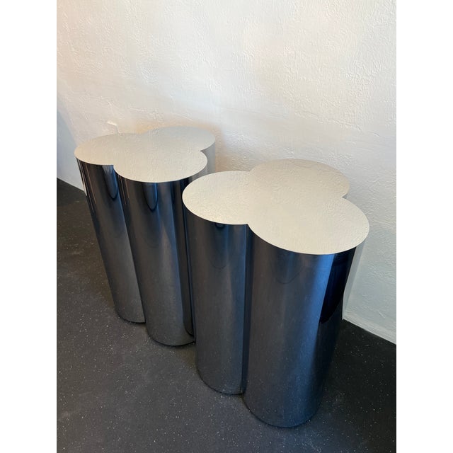 Curtis Jere Chrome Trefoil Pedestal Table Bases a Pair Chairish
