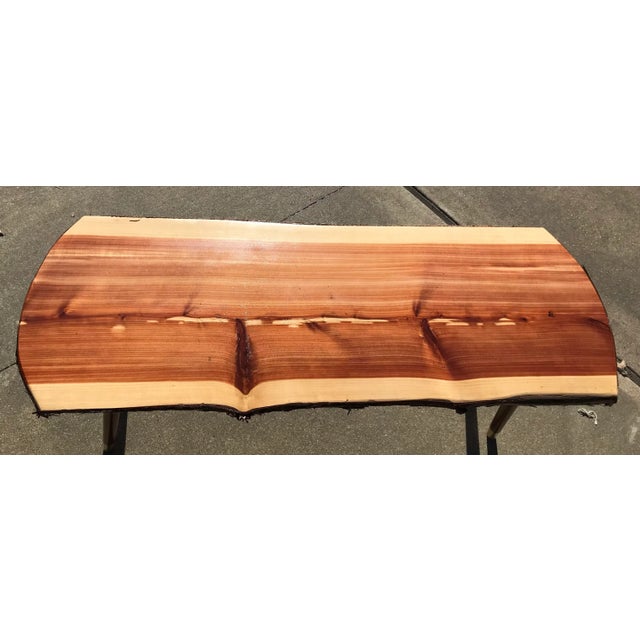 Brown Vintage Live Edge Cedar Plank Coffee Table For Sale - Image 8 of 10