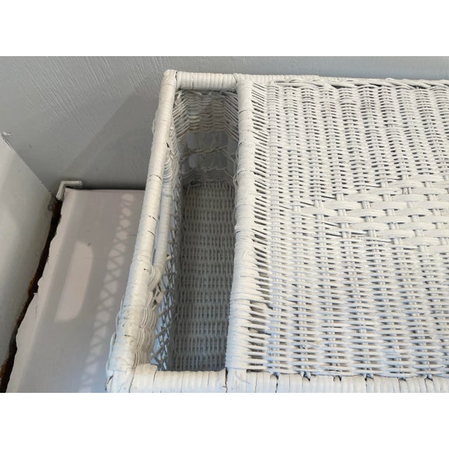 Wood Vintage White Wicker Bed Tray For Sale - Image 7 of 9