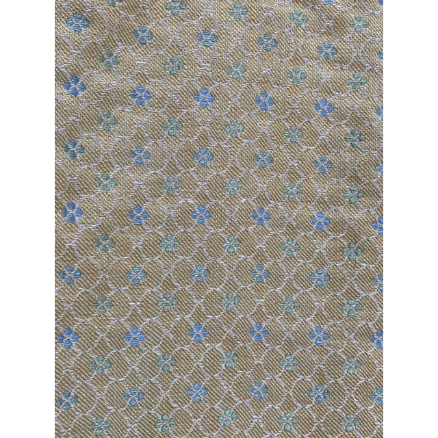 Wonderful Scalamandre Small Scale Upholstery Fabric, in cotton/rayon. Beautiful color palette of Yellow, Green and Blues....