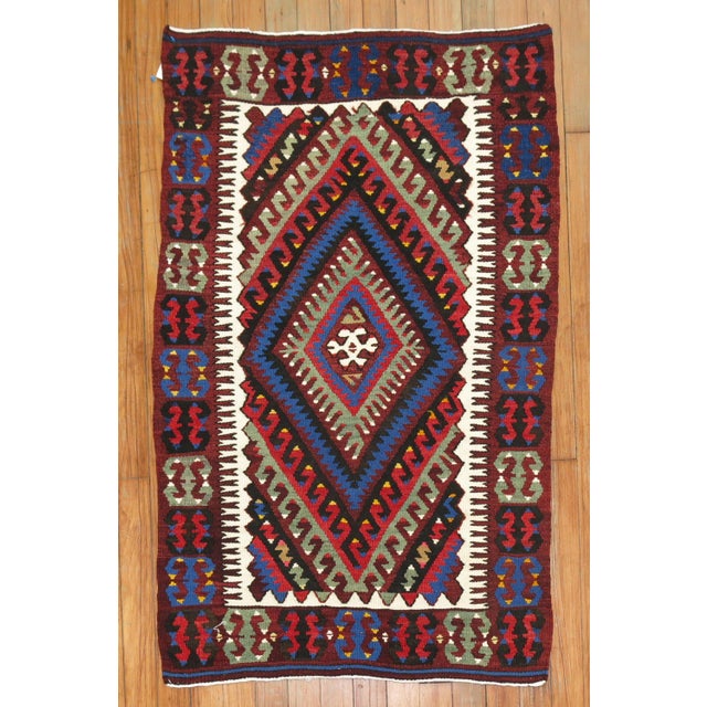 Contemporary Tribal Mini Size Turkish Kilim, Mid-20th Century - 2'4" x 3'6" For Sale - Image 3 of 5