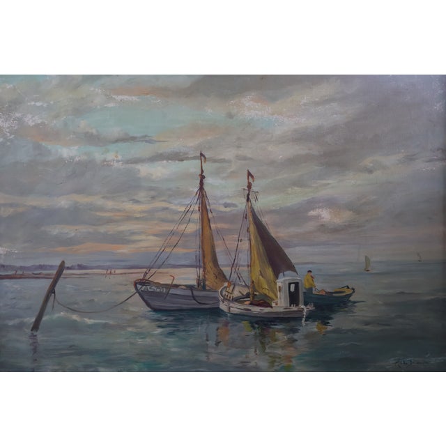 English Vintage R. G. Duncan Signed “Astor” Sailboat Seascape Original Oil on Board—Framed For Sale - Image 3 of 18