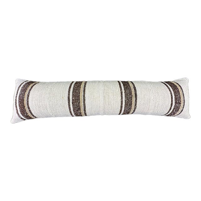Turkish Hemp Pillow Cushion Natural Beige Brown Cushion Cover 12"x46" For Sale