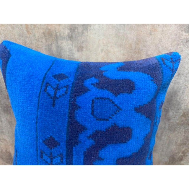 Blue Asymmetric Blue Rug Pillow Cover For Sale - Image 8 of 14
