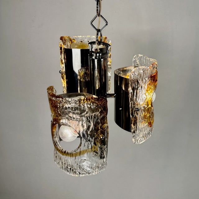 Mid-Century Modern Murano Chandelier attributed to Toni Zuccheri for Mazzega, Italy, 1970s For Sale - Image 10 of 11