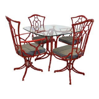 1960s Chinoiserie Chippendale Outdoor Dining Set For Sale