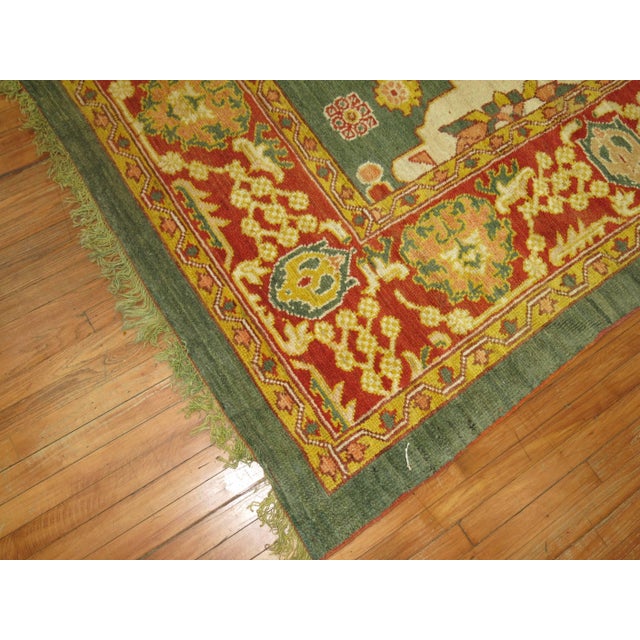 Early 21st Century Green Turkish Square Oushak Rug For Sale - Image 5 of 6