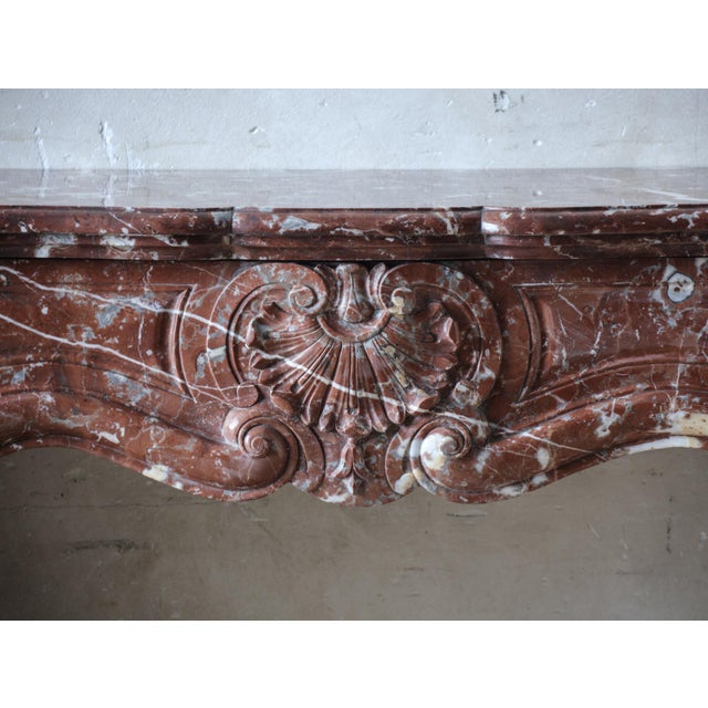 Antique French Rouge Royal Marble Fireplace For Sale - Image 3 of 10