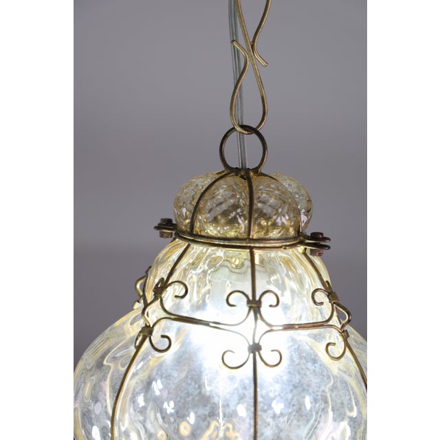 1970s Wonderful Amber Vintage Venetian Lantern, Murano Glass - Set of 2 For Sale - Image 10 of 16