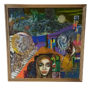 Barbara Ur, People on the Stairs, 1974, Oil on Canvas