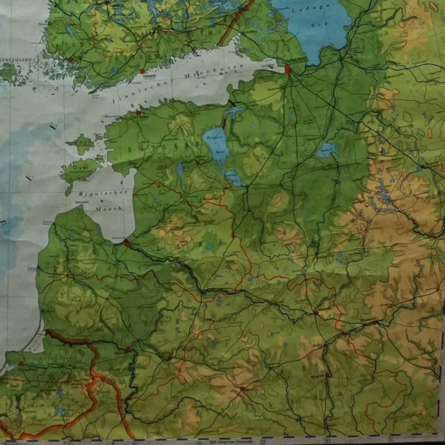 Textile Vintage Scandinavia Norway Sweden Finland Rollable Map Wall Chart Print For Sale - Image 7 of 8
