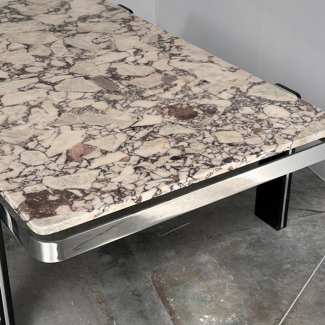 Violetta Calacatta Marble Coffee Table on Chrome Base, 1970s For Sale - Image 10 of 16