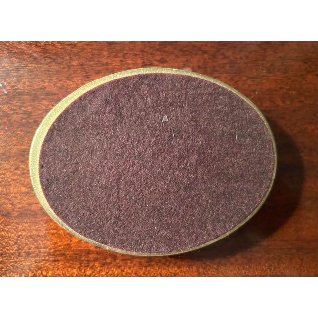 Mid 20th Century Oval Velvet Lined Brass Box For Sale - Image 4 of 6