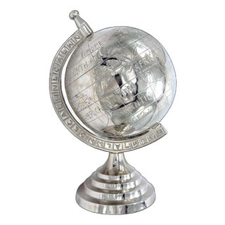 Vintage Metal Globe on Rotating Axis For Sale