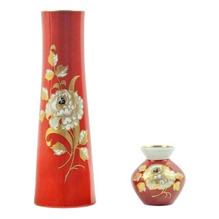 Vintage Hand-Painted Porcelain Vases from Wallendorf, 1970s, Set of 2 For Sale
