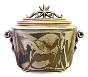Early 20th Century Covered Vase, Circus Scenes, Gunnar Nylund for Rorstrand.