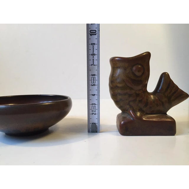 Brown Mid-Century Ceramic Fish Vase & Bowl by Laurids Hjorth, 1950s, Set of 2 For Sale - Image 8 of 10