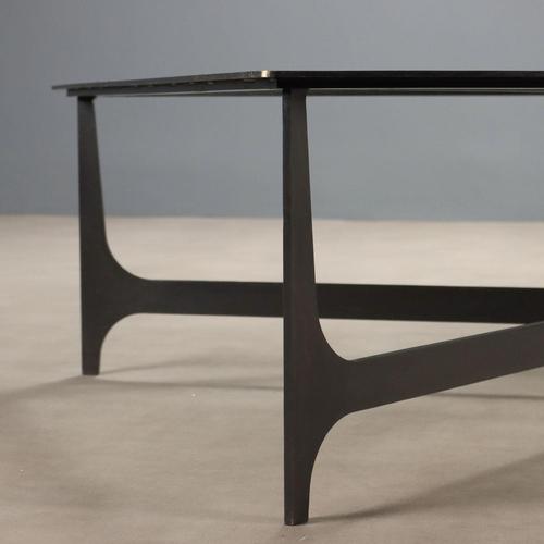 Small Italian Table in Black Lacquered Iron and Glass For Sale - Image 6 of 9