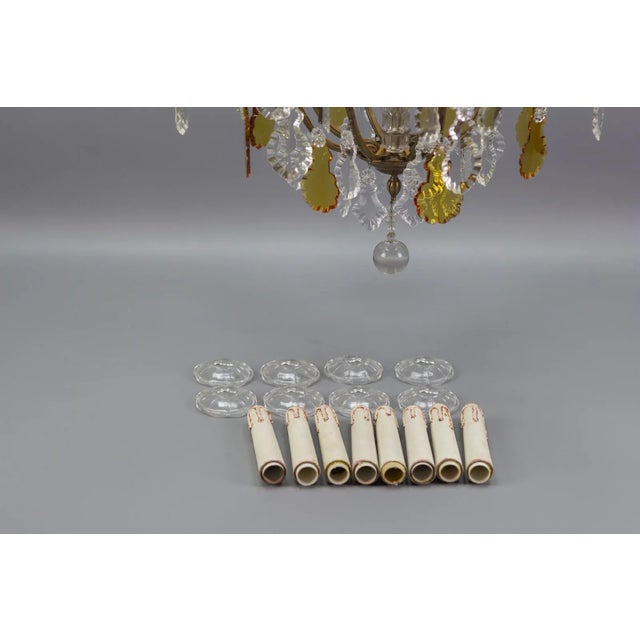 Antique Louis XVI Crystal Glass and Brass Chandelier For Sale - Image 18 of 18